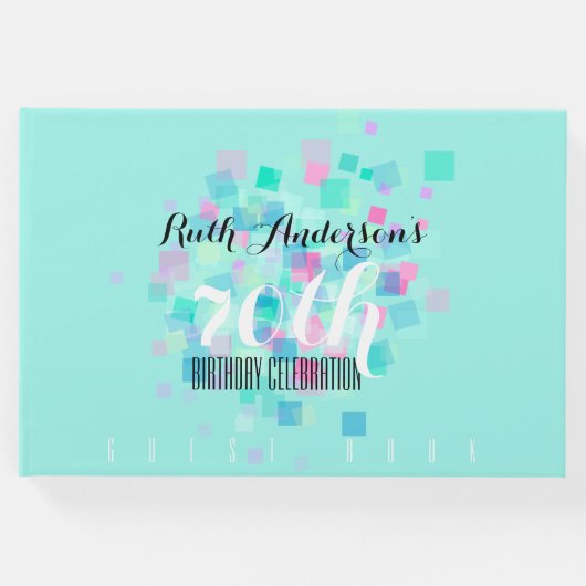 パステルカラーズアクア70thバースデーパーティーゲストブック ゲストブック (正面)