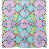 パステルカラーズキュートピンクブルー抽象芸術幾何学模様 シャワーカーテン (正面)