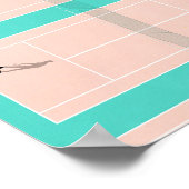 パステルカラーズテニスコートイラストレーションfrom Above ポスター (角)