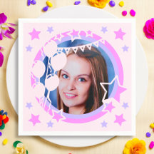 パステルカラーズバースデーパーティフレームフォト紙