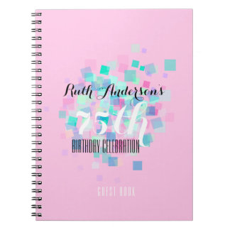パステルカラーズピンク75thバースデーパーティーゲストブック ノートブック
