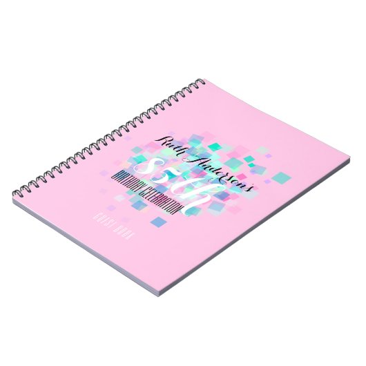 パステルカラーズピンク85thバースデーパーティーゲストブック ノートブック (左側)