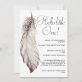 パステルカラーズフェザーベビーシャワージェンダーニュートラル 招待状 (正面)