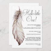 パステルカラーズフェザーベビーシャワージェンダーニュートラル 招待状 (正面/裏面)