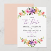 パステルカラーズフラワーズ縁どリース セーブザデート (正面/裏面)