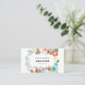 パステルカラーズフラワーリースホワイトビジネスカード 名刺 (スタンド正面)