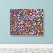 パステルカラーズフローラルパターンロマンチックなデジタルアート キャンバスプリント (インサイチュ (ウッドフロア))