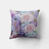 パステルカラーズブルーパープルエレガント抽象芸術花 クッション (裏面)