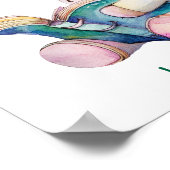 パステルカラーズユニコーン読ズティール(緑がかった色)文字 ポスター (角)