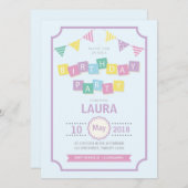 パステルカラーズ子供の誕生日パーティの招待状 招待状 (正面/裏面)