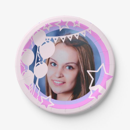 パステルカラーズ誕生日パーティー額写真 ペーパープレート (正面)