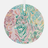 パステルカラータイガーアートパターン ガラスオーナメント (裏面)