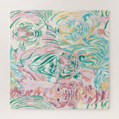 パステルカラータイガーアートパターン ジグソーパズル (横)