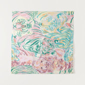 パステルカラータイガーアートパターン タペストリー (正面(横))