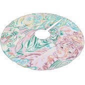 パステルカラータイガーアートパターン ブラッシュドポリエステルツリースカート (アングル)