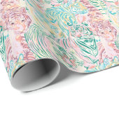 パステルカラータイガーアートパターン ラッピングペーパー (ロールコーナー)