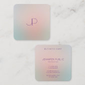 パステルカラーテンプレートモノグラムエレガント スクエア名刺 (正面/裏面)