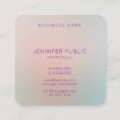 パステルカラーテンプレートモノグラムエレガント スクエア名刺 (裏面)