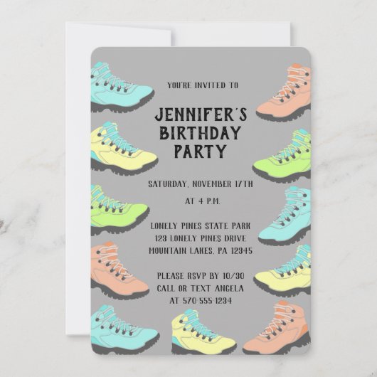 パステルカラーハイキングブーツカスタマイズ 招待状 (正面)