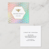 パステルカラーハニカムと六角ビーのロゴ スクエア名刺 (正面/裏面)