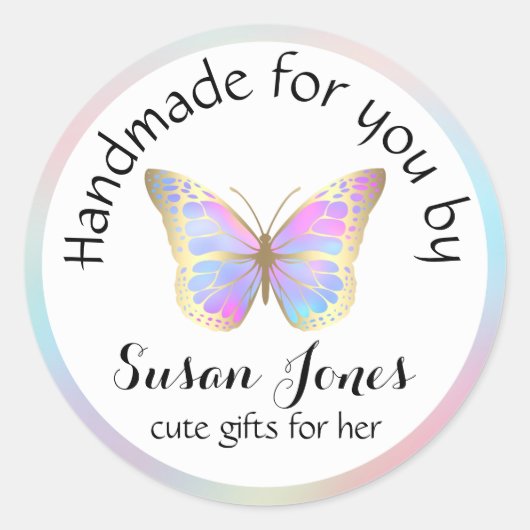 パステルカラーバタフライビジネスロゴ ラウンドシール (正面)