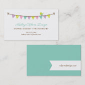 パステルカラーパターン（の模様が）あるのバンティングと可愛い鳥 名刺 (正面/裏面)