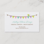 パステルカラーパターン(の模様が)あるのバンティングと可愛い鳥 名刺 (正面)