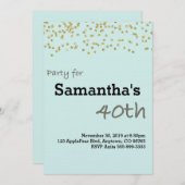 パステルカラーパーソナライズされたで40歳の誕生日 招待状 (正面/裏面)