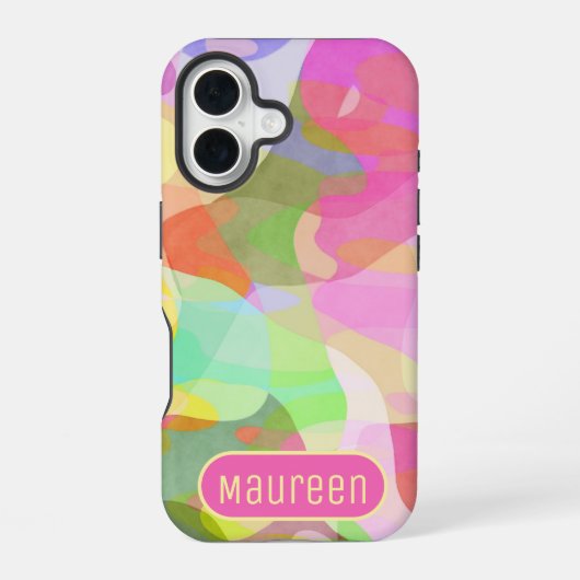 パステルカラーピース抽象芸術アートデザイン iPhone 16ケース (裏面)