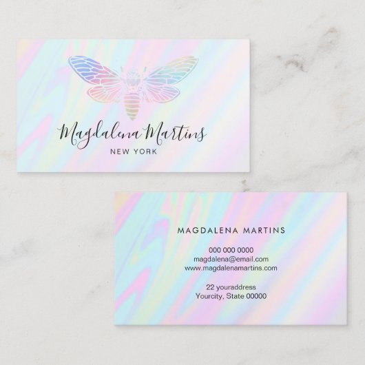パステルカラーフェイクホログラフィックエフェクトロゴ 名刺 (正面/裏面)