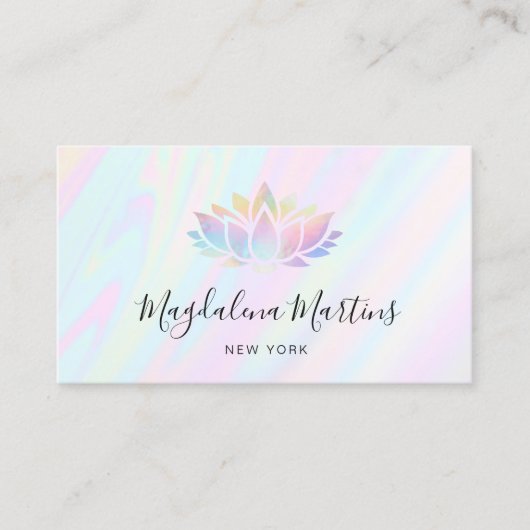パステルカラーフェイクホログラフィックエフェクト蓮 名刺 (正面)