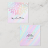 パステルカラーフェイクホログラフィ効果ダリア スクエア名刺 (正面/裏面)