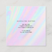 パステルカラーフェイクホログラフィ効果ダリア スクエア名刺 (裏面)