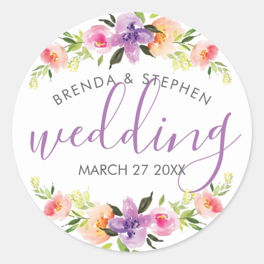 パステルカラーフローラリース縁ど ラウンドシール (正面)
