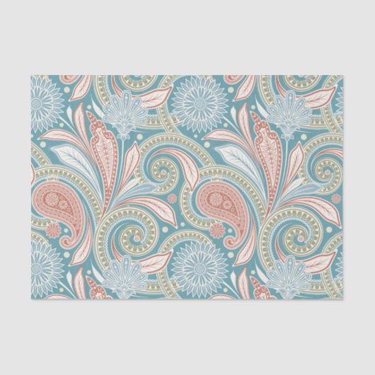 パステルカラーフローラヴィンテージペイズリー 薄葉紙 (正面)