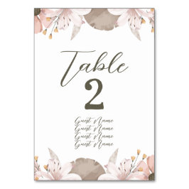パステルカラーフローラ結婚ズ テーブルナンバー