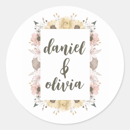 パステルカラーフローラ結婚ズ ラウンドシール (正面)