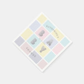 パステルカラーブロックシルバーベビーシャワー スタンダードカクテルナプキン (角)