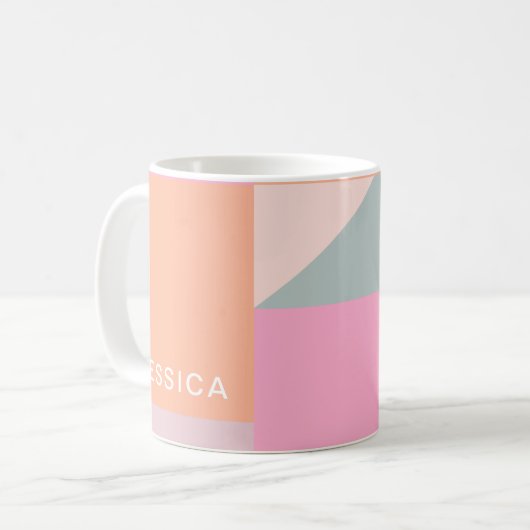 パステルカラーブロックジオメトリックパーソナライズされた形状 コーヒーマグカップ (正面左)