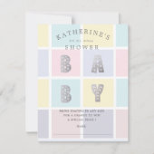 パステルカラーブロック金ゴールドベビーシャワーラッフルカード 出欠カード (正面)