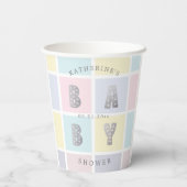 パステルカラーブロック金ゴールドベビーシャワー 紙コップ (裏面)