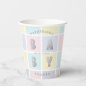 パステルカラーブロック金ゴールドベビーシャワー 紙コップ (正面)