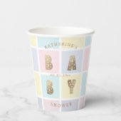 パステルカラーブロック金ゴールドベビーシャワー 紙コップ (裏面)