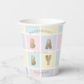 パステルカラーブロック金ゴールドベビーシャワー 紙コップ (正面)