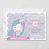 パステルカラーユニコーンガールズバースデーパーティー 招待状 (正面)