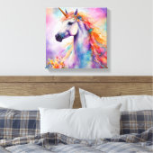 パステルカラーユニコーン キャンバスプリント (インサイチュ (寝室))