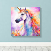 パステルカラーユニコーン キャンバスプリント (インサイチュ (ウッドフロア))
