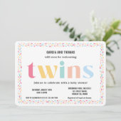 パステルカラーレインボーベイビーシャワーツインズスプリンクラー 招待状 (スタンド正面)