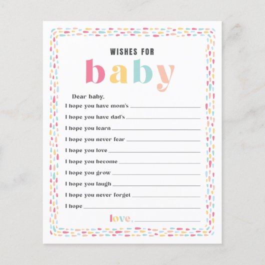 パステルカラーレインボーベビーシャワーの願いベビー (正面)