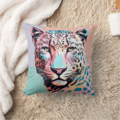 パステルカラーレオパード顔 クッション (ブランケット)